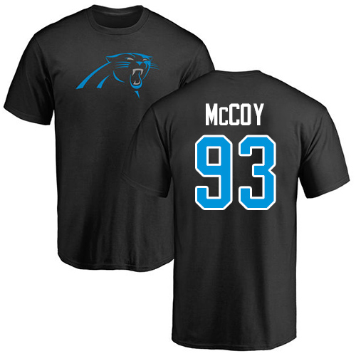Carolina Panthers Men Black Gerald McCoy Name and Number Logo NFL Football #93 T Shirt